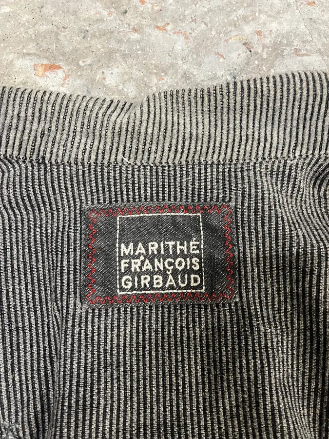 2000s Marithé + François Girbaud Velvet Structured Grey Pants & Jacket Set (M/L) 12