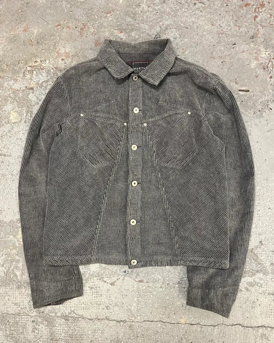 2000s Marithé + François Girbaud Velvet Structured Grey Pants & Jacket Set (M/L) 4