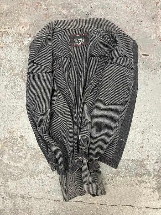 2000s Marithé + François Girbaud Velvet Structured Grey Pants & Jacket Set (M/L) 9