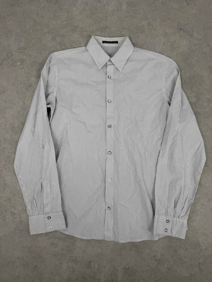 2000s Marithé + François Girbaud White & Blue Striped Signature Shirt EToOZkC 0