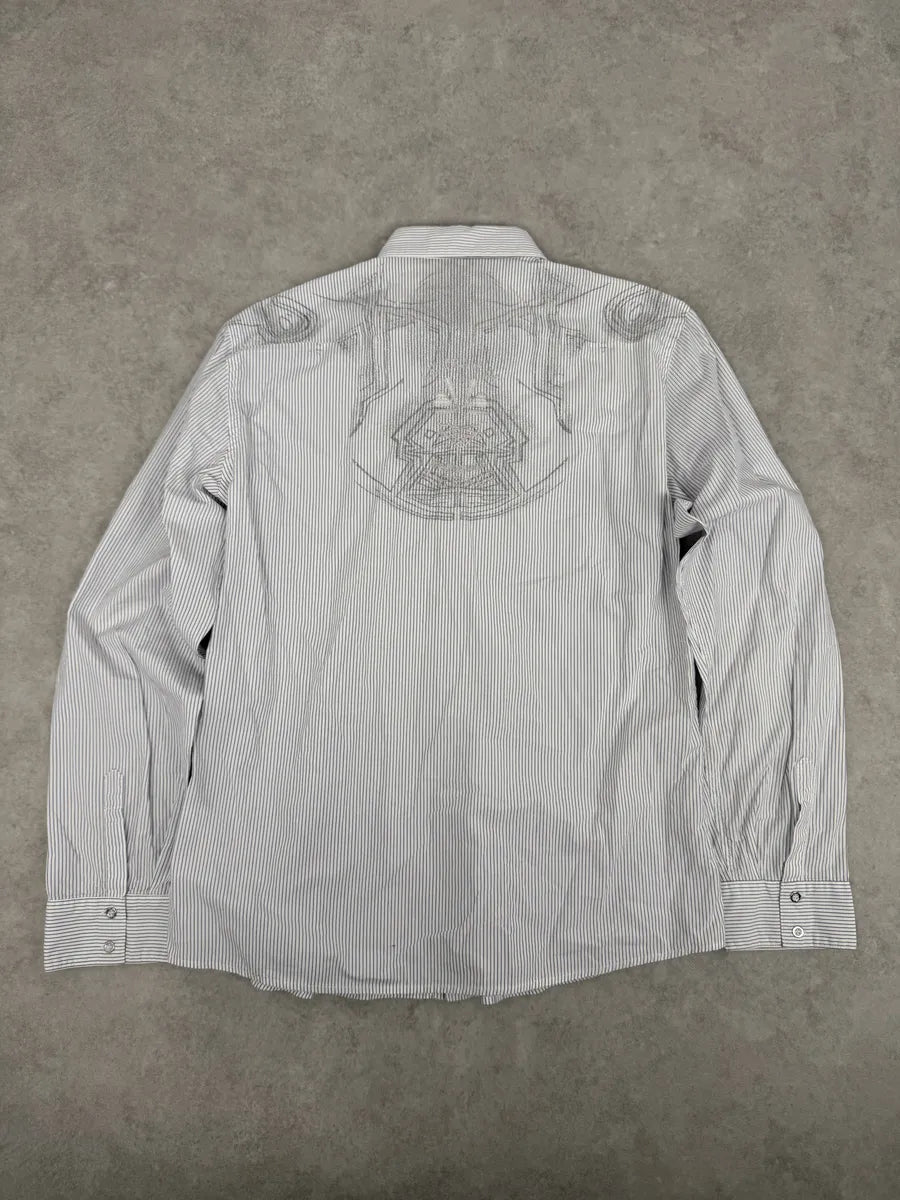 2000s Marithé + François Girbaud White & Blue Striped Signature Shirt EToOZkC 1