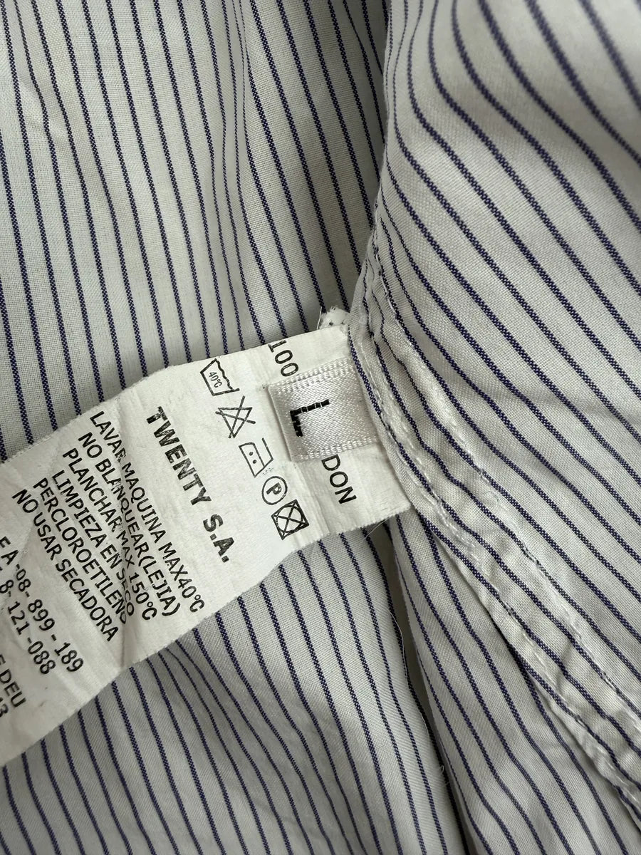 2000s Marithé + François Girbaud White & Blue Striped Signature Shirt EToOZkC 5
