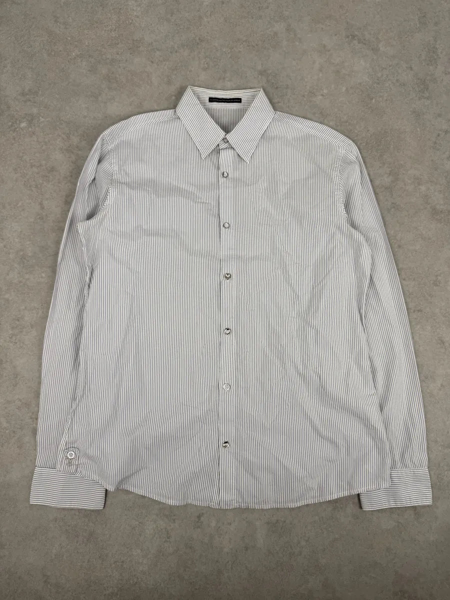 2000s Marithé + François Girbaud White & Blue Striped Signature Shirt EToOZkC 9