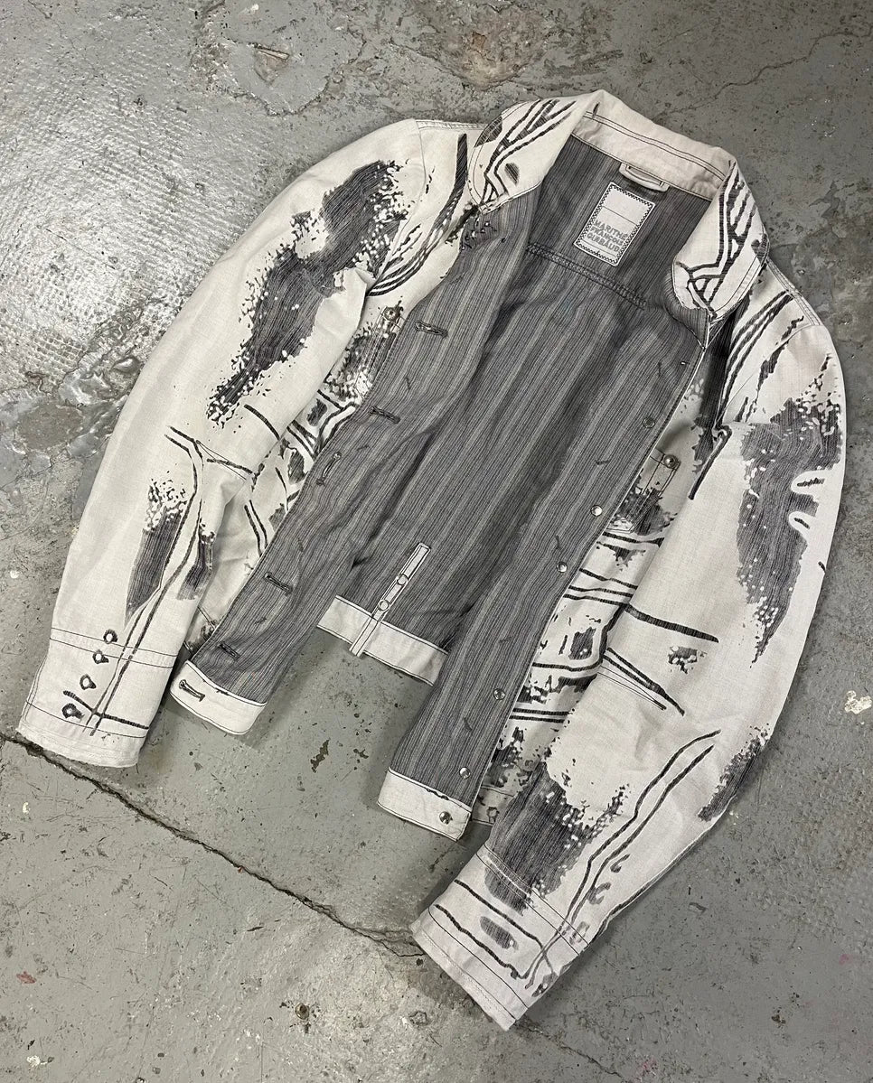 2000s Marithé + François Girbaud White & Grey Trompe L’oeil Jacket DDNCGMJ 4
