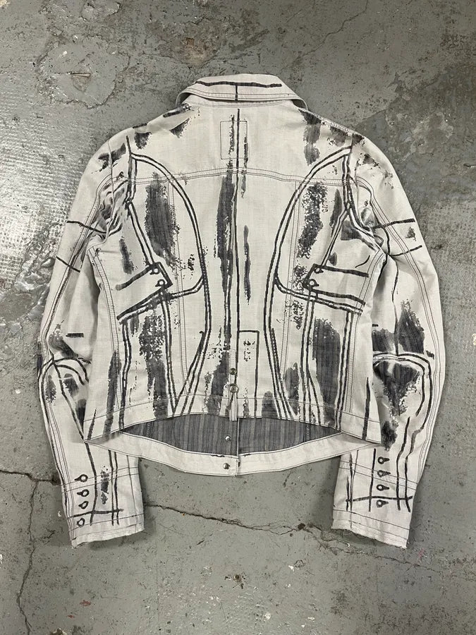 2000s Marithé + François Girbaud White & Grey Trompe L’oeil Jacket DDNCGMJ 7