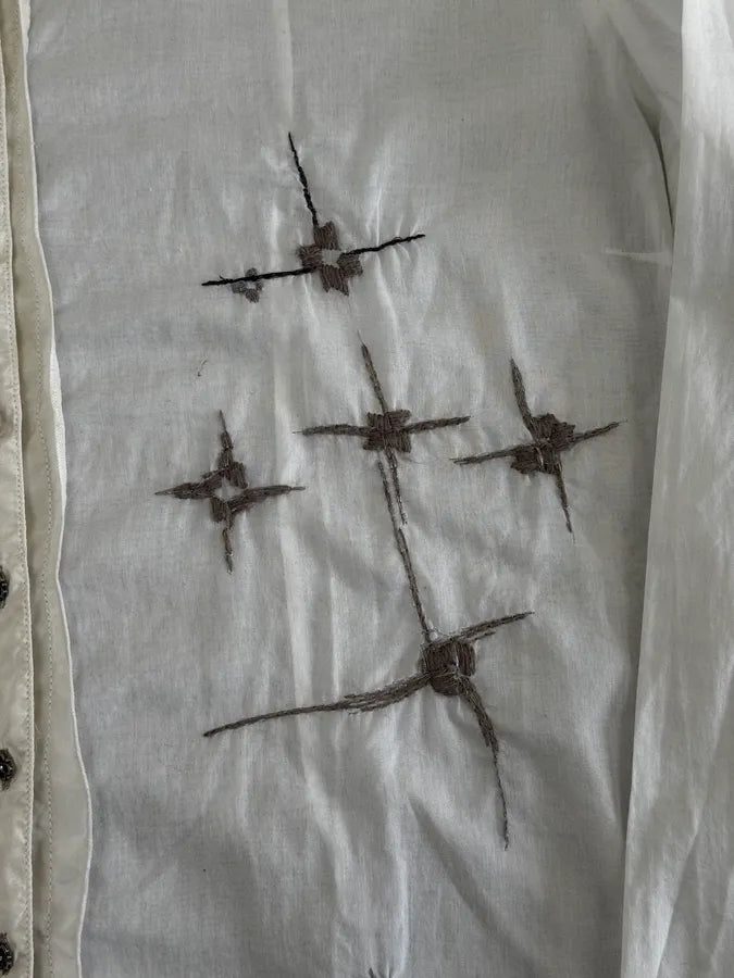 2000s Marithé + François Girbaud White Embroidered Stars Shirt UAVtJoK 7