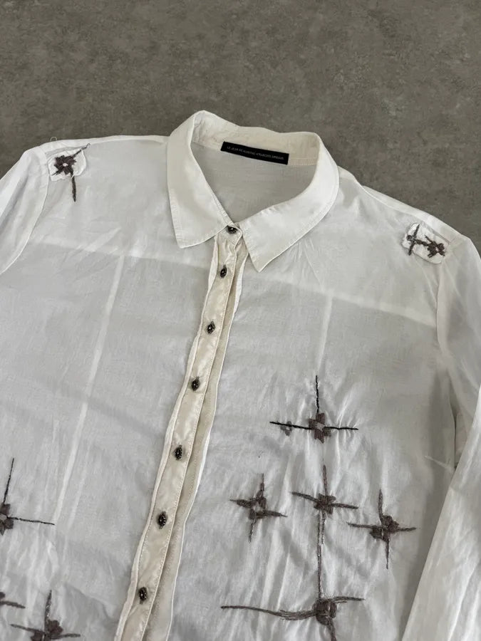 2000s Marithé + François Girbaud White Embroidered Stars Shirt UAVtJoK 4