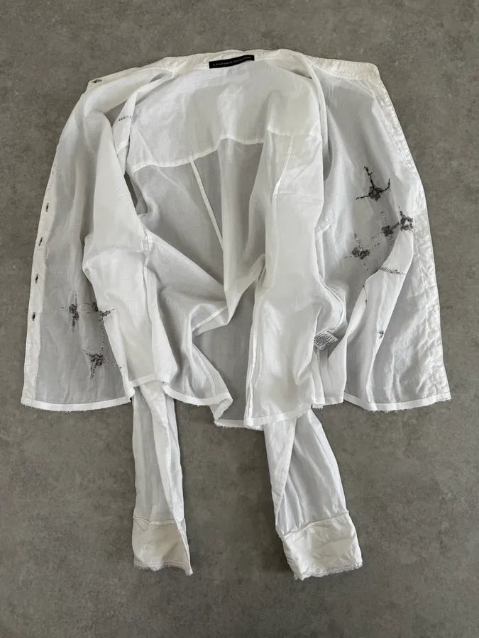2000s Marithé + François Girbaud White Embroidered Stars Shirt UAVtJoK 6