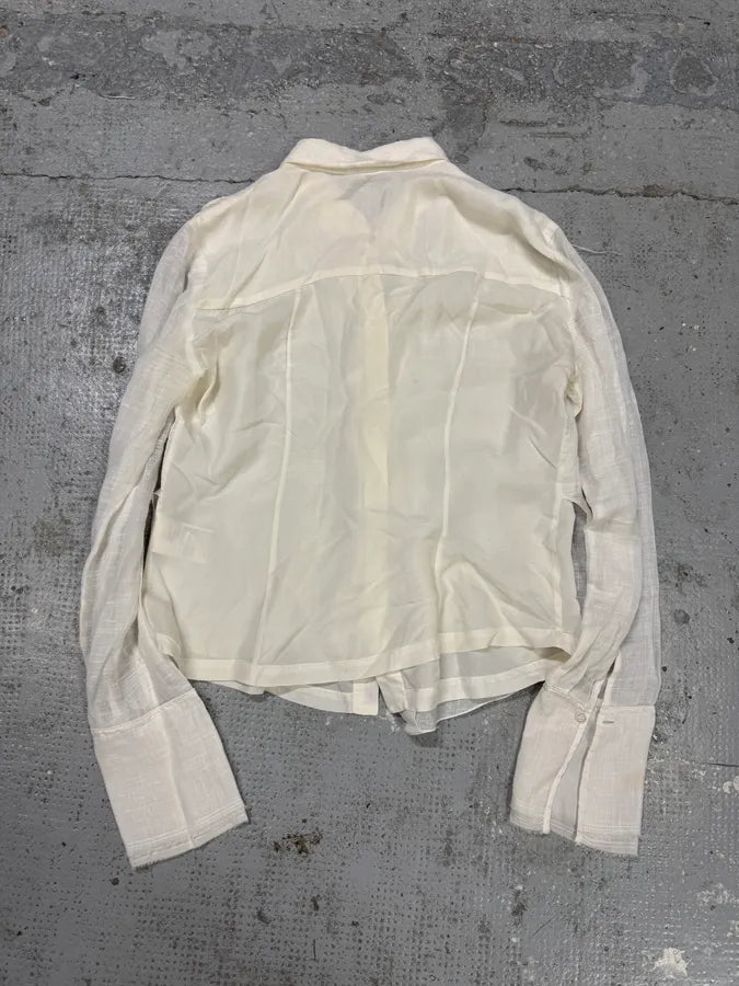2000s Marithé + François Girbaud White Linen Shirt kFKPQoh 1