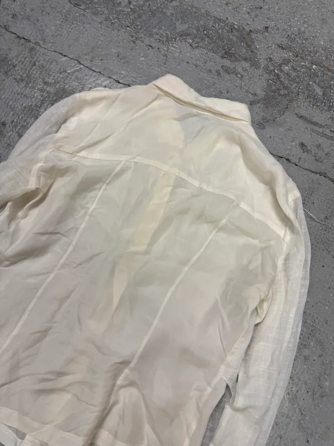 2000s Marithé + François Girbaud White Linen Shirt kFKPQoh 2