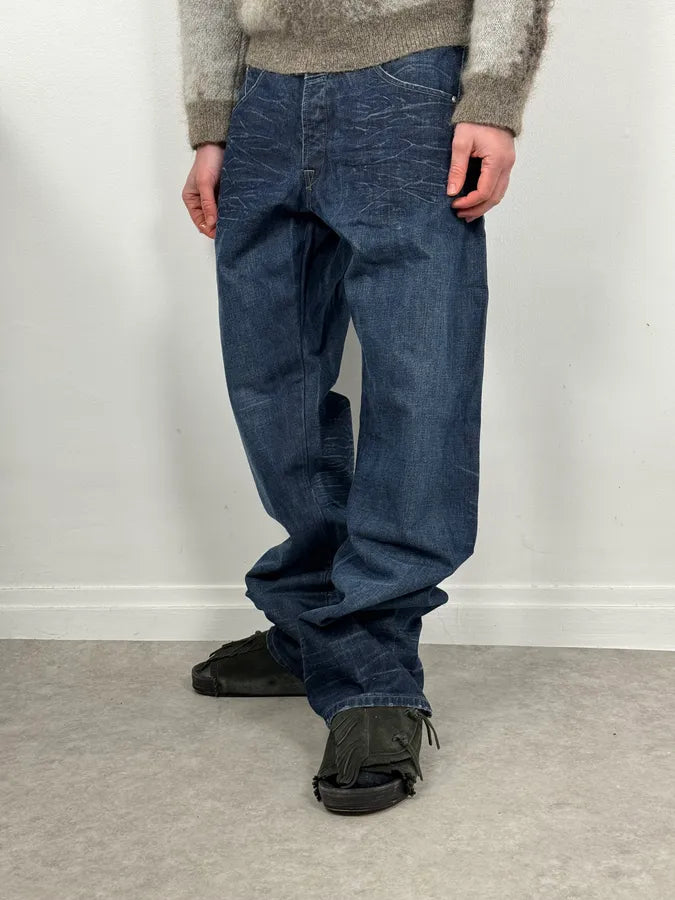 2000s Marithé + François Gurbaud Blue Distressed Washed Denim Jeans ZzGquVD 2