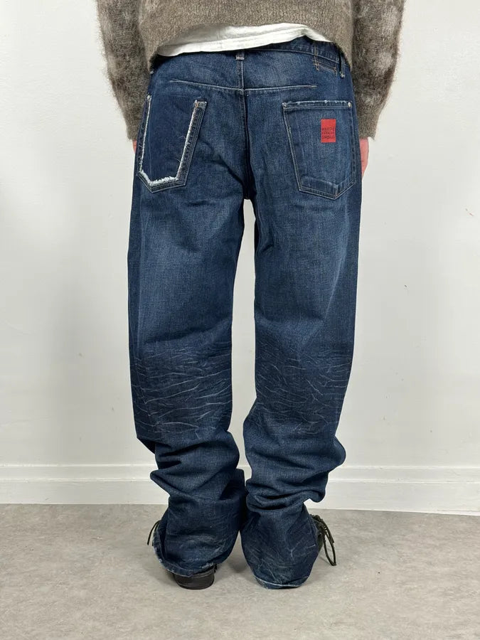 2000s Marithé + François Gurbaud Blue Distressed Washed Denim Jeans ZzGquVD 3