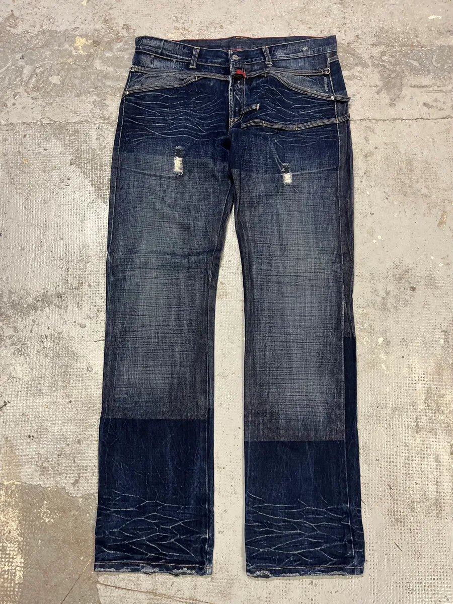 2000s Marithé + François Gurbaud Blue Distressed Washed Denim Jeans ZzGquVD 4