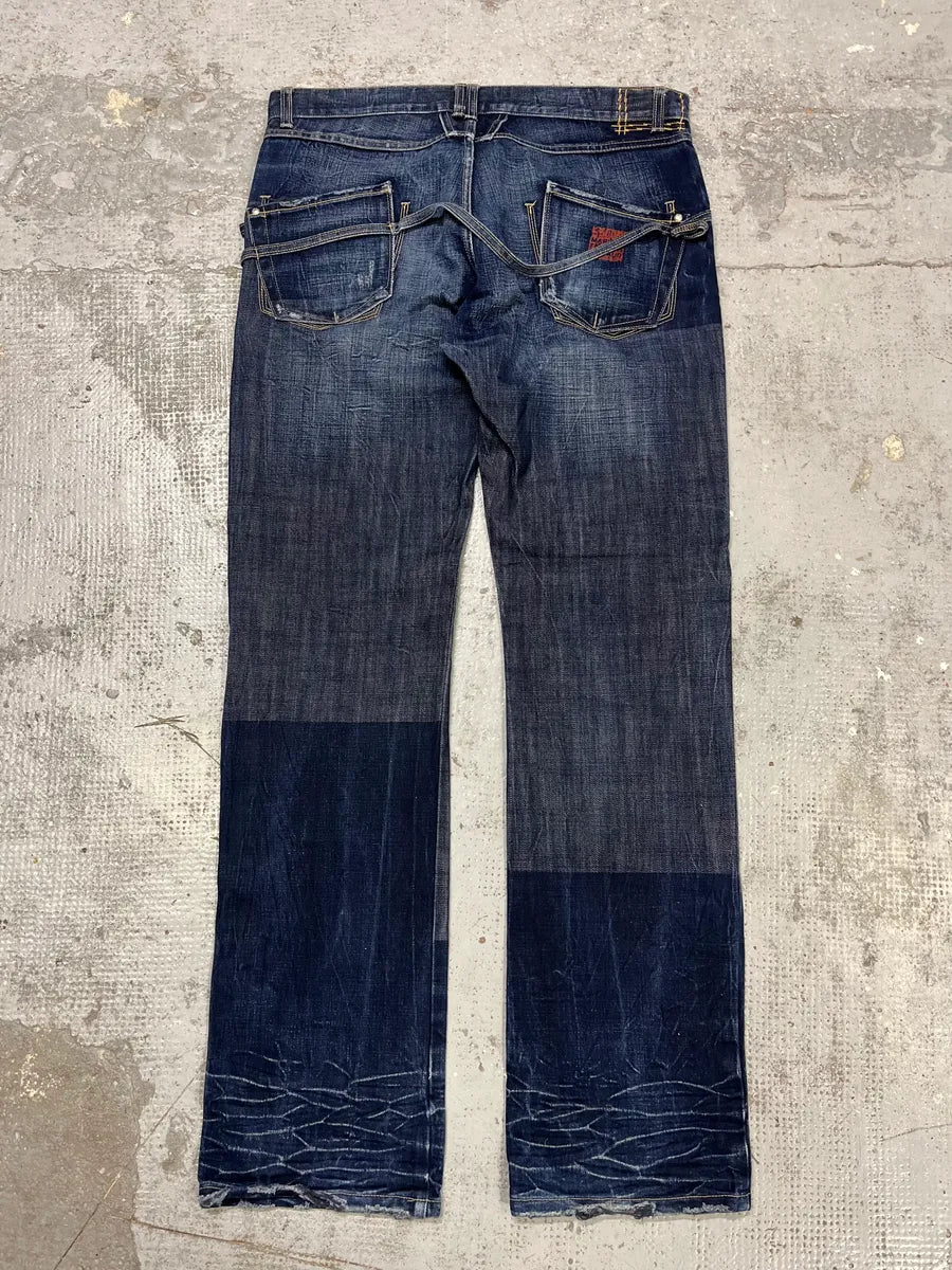 2000s Marithé + François Gurbaud Blue Distressed Washed Denim Jeans ZzGquVD 7