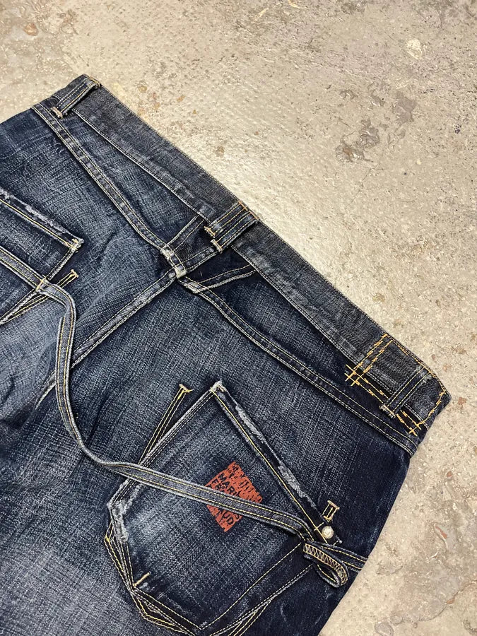 2000s Marithé + François Gurbaud Blue Distressed Washed Denim Jeans ZzGquVD 8