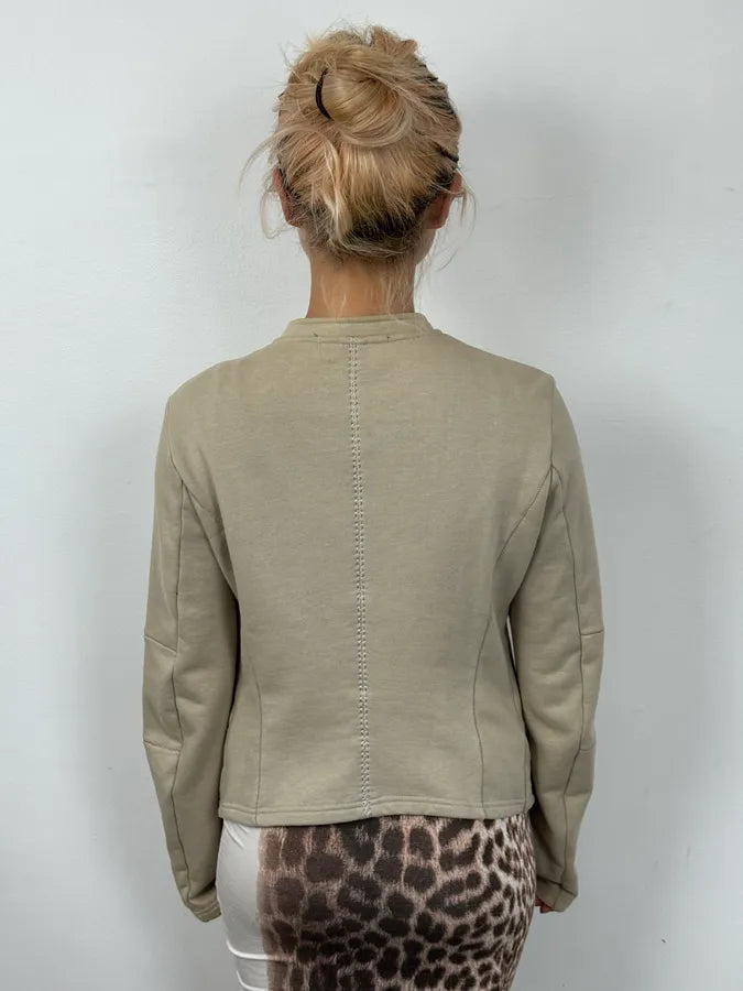 2000s Marithé +François Girbaud Asymmetrical Beige Buttoned Cardigan Jacket sZMZHgL 2