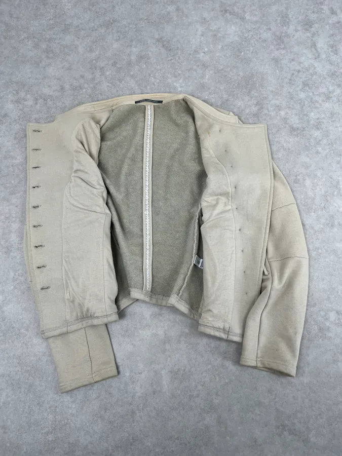2000s Marithé +François Girbaud Asymmetrical Beige Buttoned Cardigan Jacket sZMZHgL 7