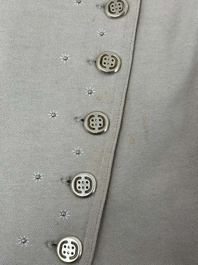 2000s Marithé +François Girbaud Asymmetrical Beige Buttoned Cardigan Jacket sZMZHgL 11
