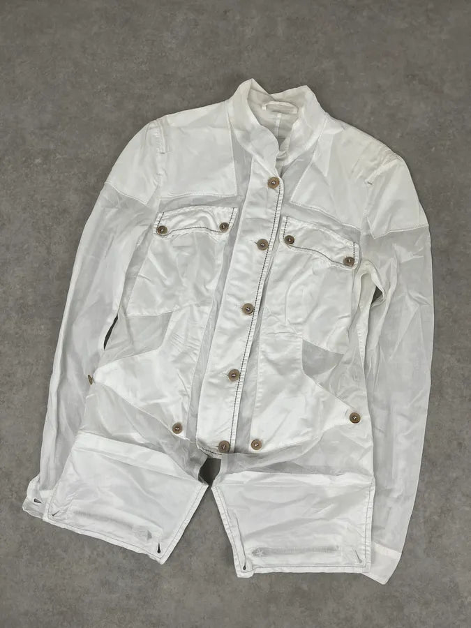 2000s Marithé et François Girbaud White Cargo Pocket Jacket pKwPkYD 4