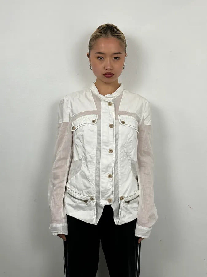 2000s Marithé et François Girbaud White Cargo Pocket Jacket pKwPkYD 1