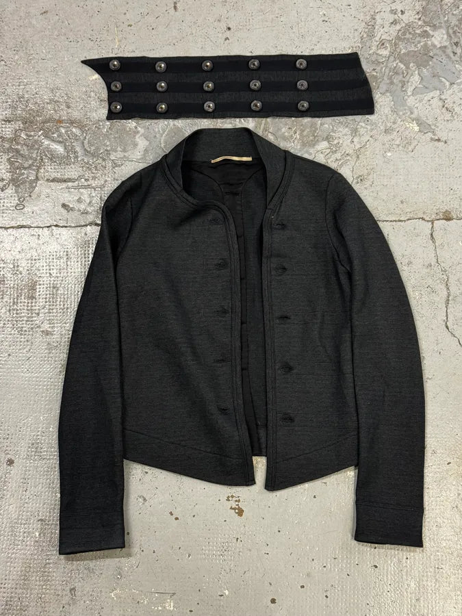 Marithé & François Girbaud Grey & Black Officer Buttoned Jacket GByVbnq 4