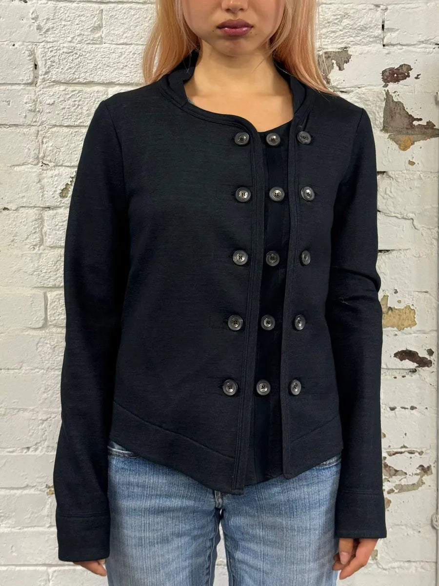 Marithé & François Girbaud Grey & Black Officer Buttoned Jacket GByVbnq 0