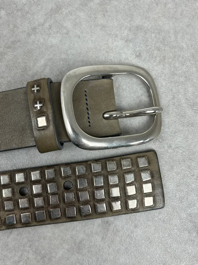 2000s Marithe + Francois Girbaud Olive Studded Belt qCwOKYP 4