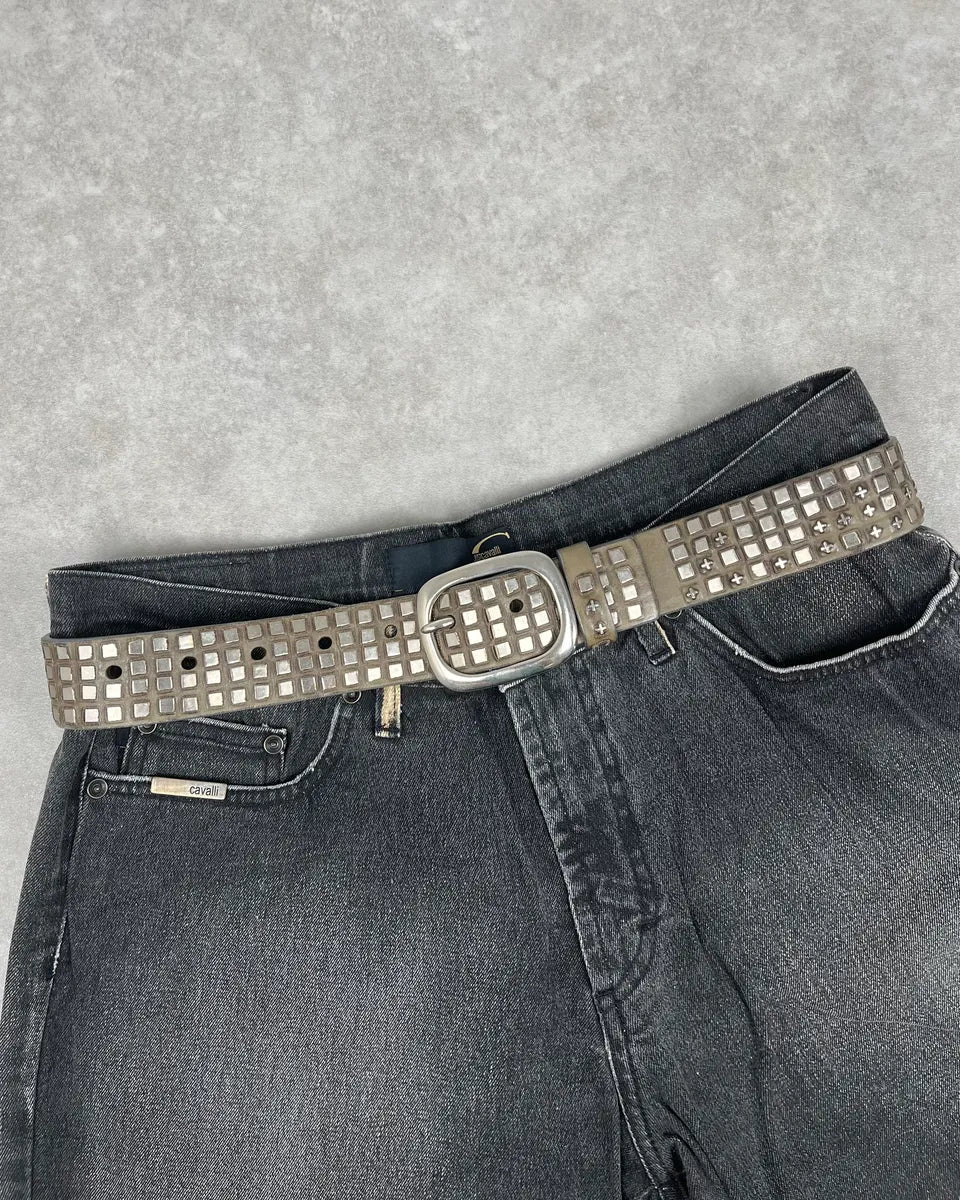 2000s Marithe + Francois Girbaud Olive Studded Belt qCwOKYP 0