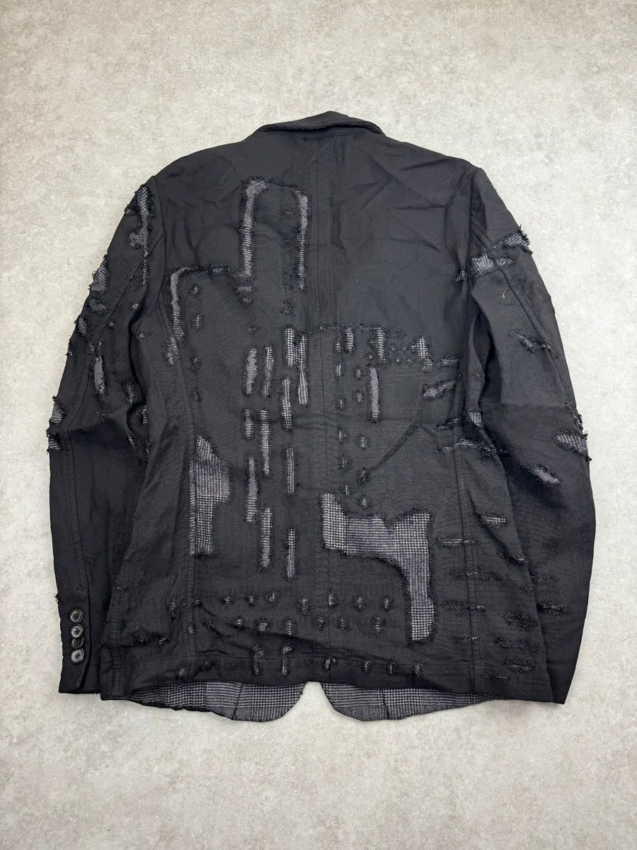 2000s Marithé + François Girbaud Black Distressed Patchwork Blazer Jacket JXMYdeIZ 1
