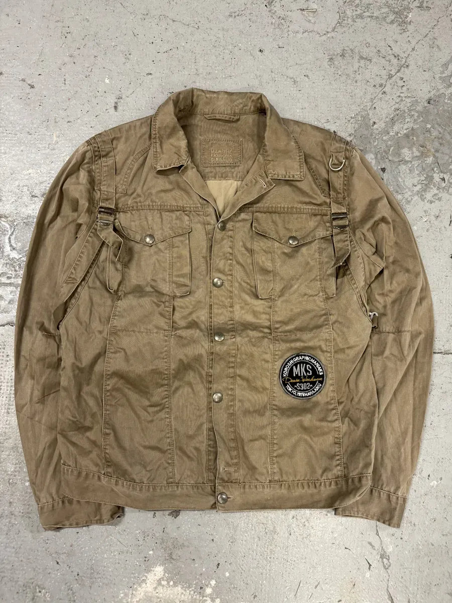 2000s Marithé + François Girbaud Bondage Straps Khaki Tactical Shirt Jacket sJtjYpy 0
