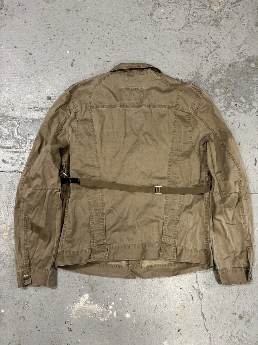 2000s Marithé + François Girbaud Bondage Straps Khaki Tactical Shirt Jacket sJtjYpy 1