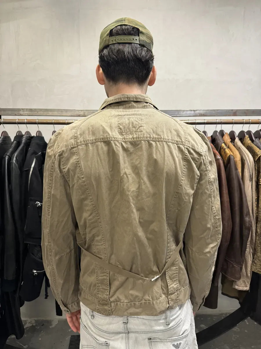 2000s Marithé + François Girbaud Bondage Straps Khaki Tactical Shirt Jacket sJtjYpy 3
