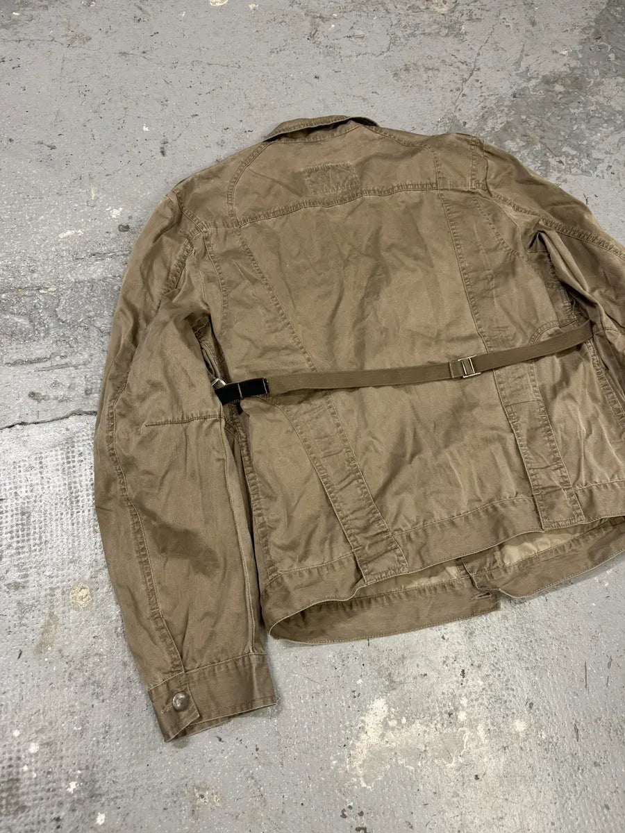 2000s Marithé + François Girbaud Bondage Straps Khaki Tactical Shirt Jacket sJtjYpy 4