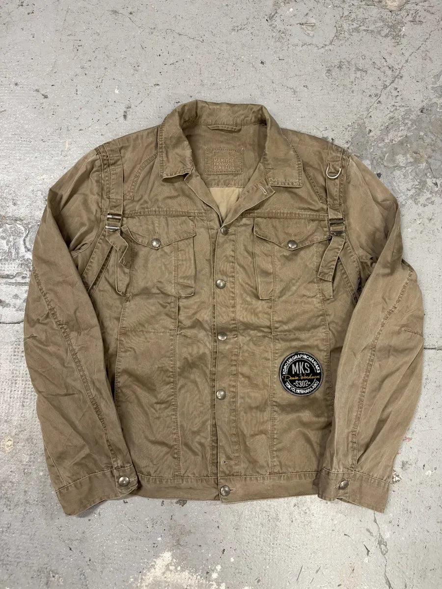 2000s Marithé + François Girbaud Bondage Straps Khaki Tactical Shirt Jacket sJtjYpy 6
