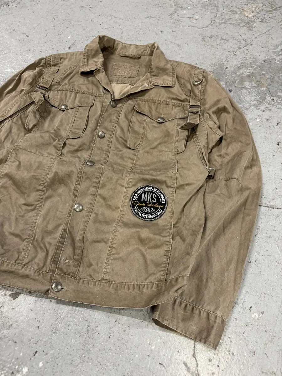 2000s Marithé + François Girbaud Bondage Straps Khaki Tactical Shirt Jacket sJtjYpy 9