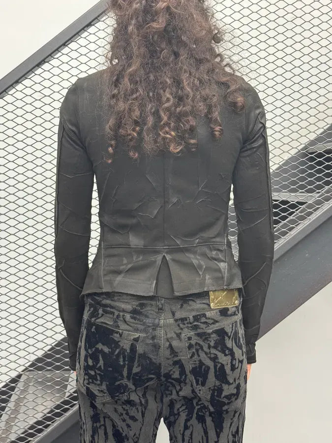 2000s Marithé + François Girbaud Brown Nylon Abstract Patterned Blazer Jacket AlPnVxN 4