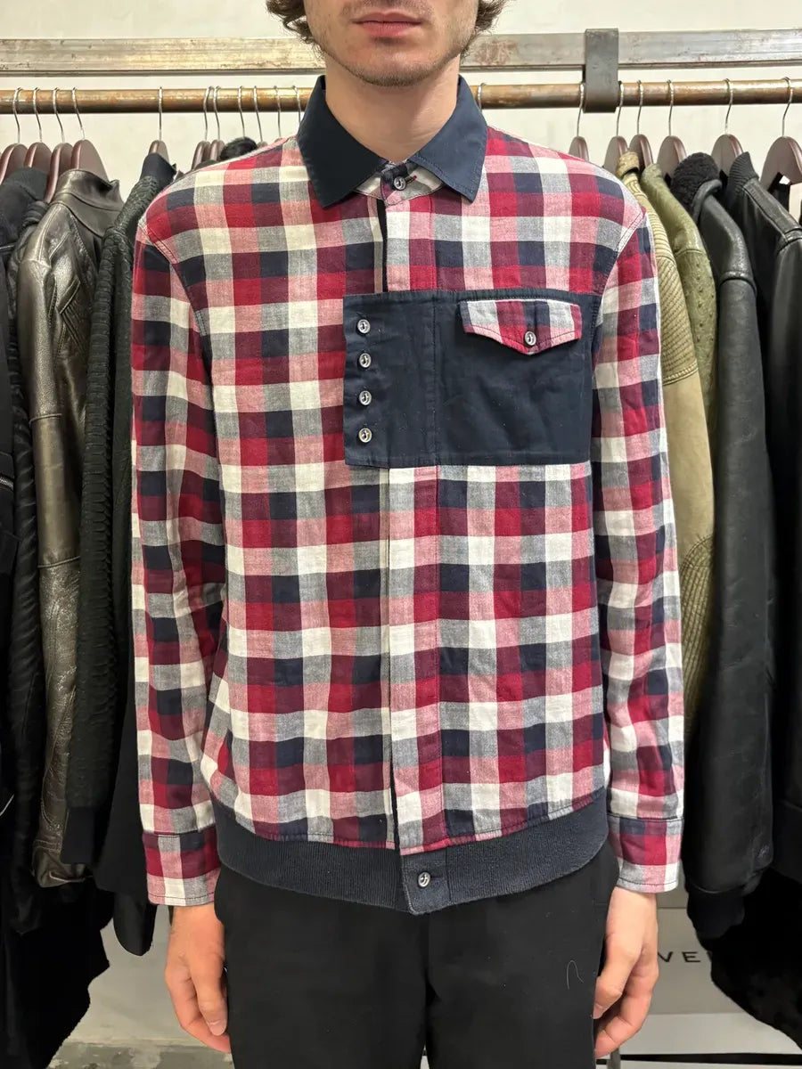 2000s Marithé + François Girbaud Checked Red & Navy Utility Overshirt tGEsUbv 1