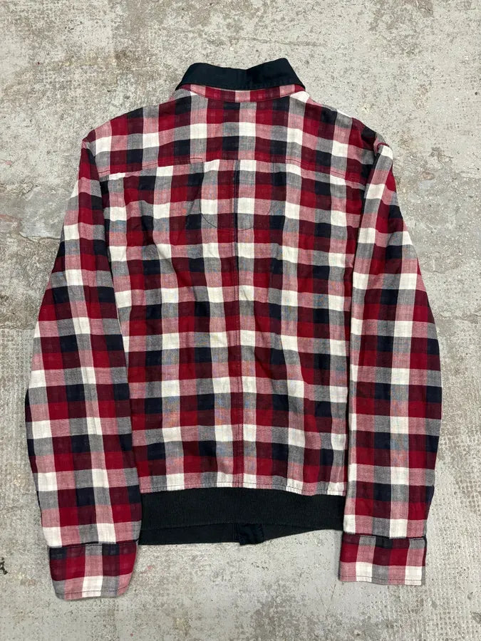 2000s Marithé + François Girbaud Checked Red & Navy Utility Overshirt tGEsUbv 5