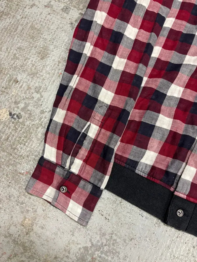 2000s Marithé + François Girbaud Checked Red & Navy Utility Overshirt tGEsUbv 6