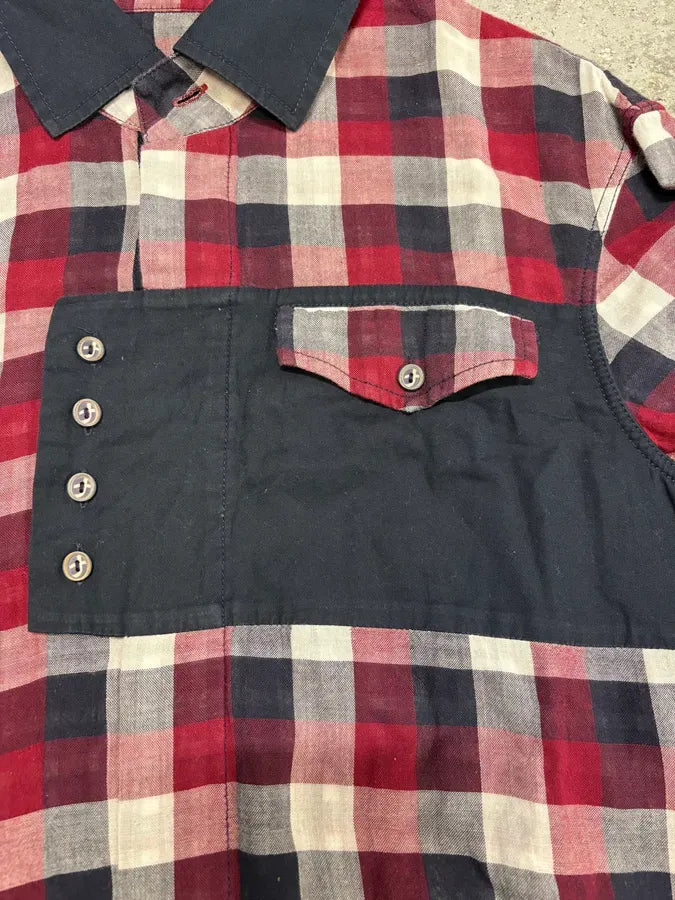 2000s Marithé + François Girbaud Checked Red & Navy Utility Overshirt tGEsUbv 7