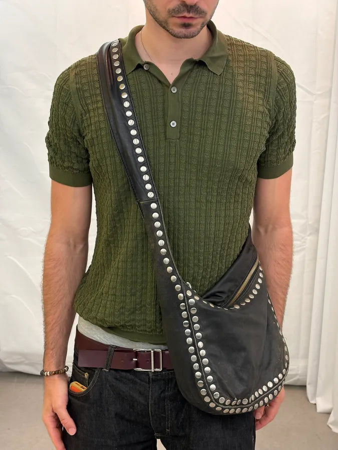 2000s Marni Black Leather Studded Crossbody Bag FRQLuYS 1