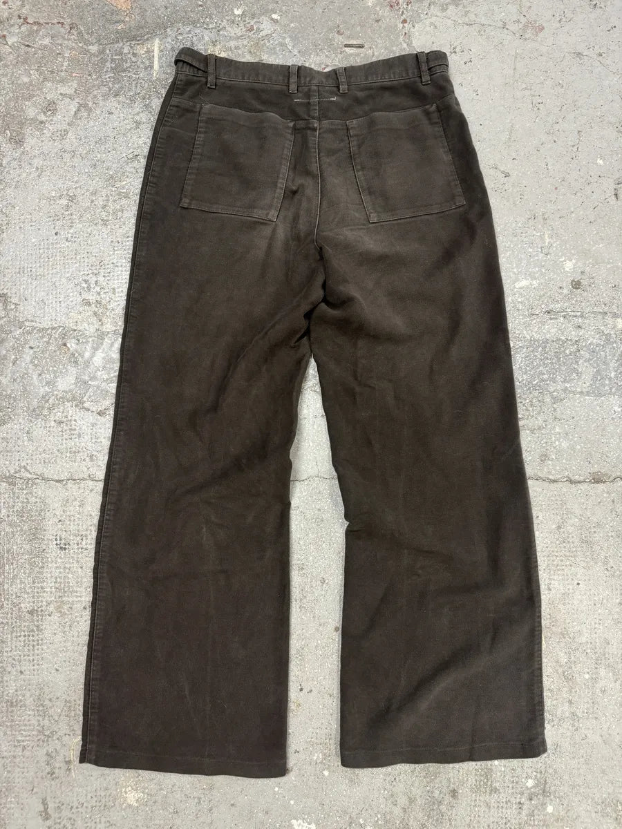 2000s Martin Margiela Brown Low Cut Wide Leg Pants (M) 2