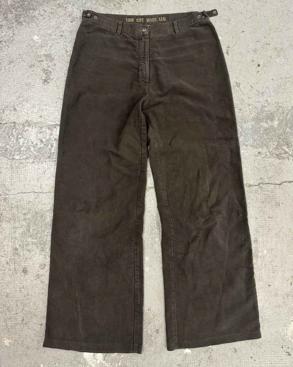 2000s Martin Margiela Brown Low Cut Wide Leg Pants (M) 3