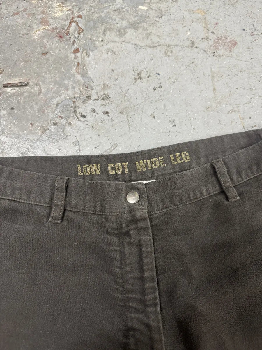 2000s Martin Margiela Brown Low Cut Wide Leg Pants (M) 7