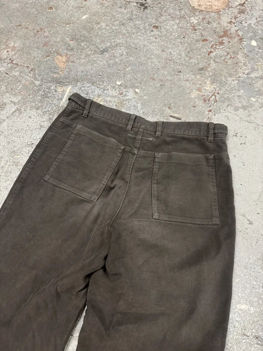 2000s Martin Margiela Brown Low Cut Wide Leg Pants (M) 8
