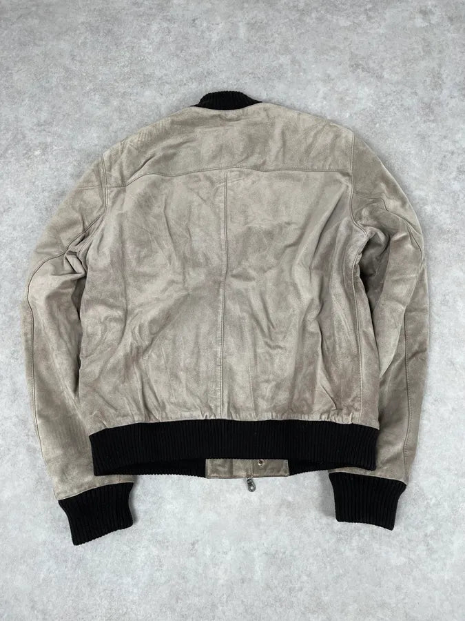 2000s Massimo Rebecchi Beige Suede Leather Jacket SMXUtZC 5
