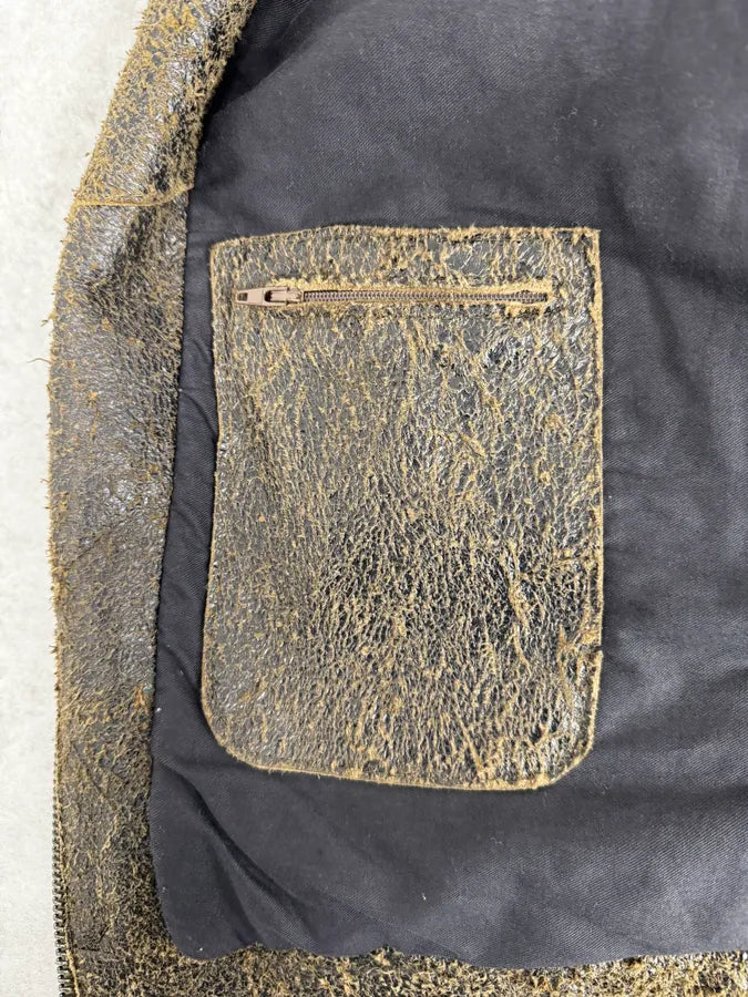 2000s Massimo Rebecchi Biker Raw Brown Leather Jacket wJEmlFB 11