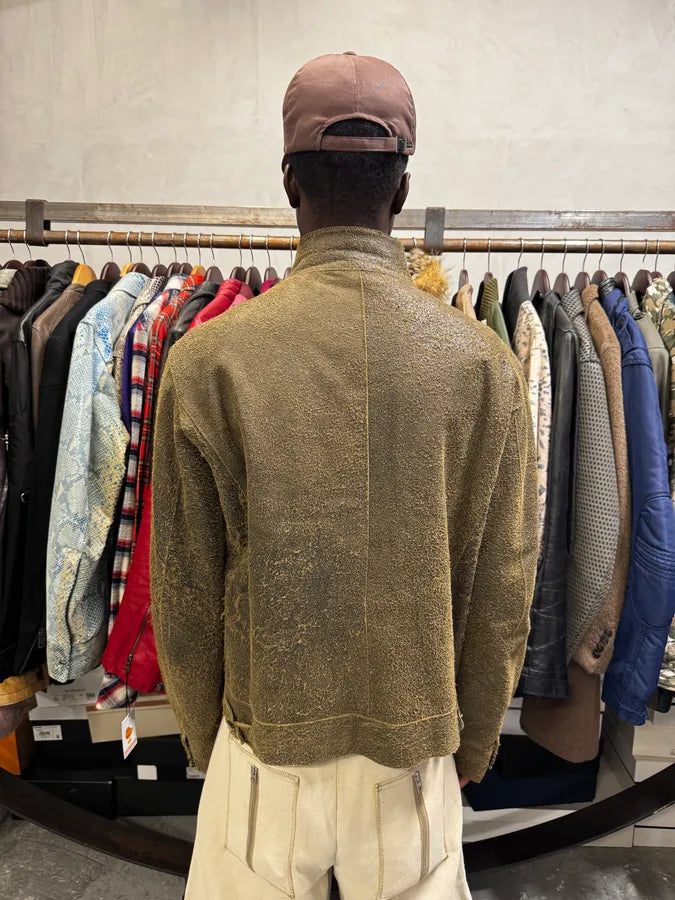 2000s Massimo Rebecchi Biker Raw Brown Leather Jacket AROkUDK 2