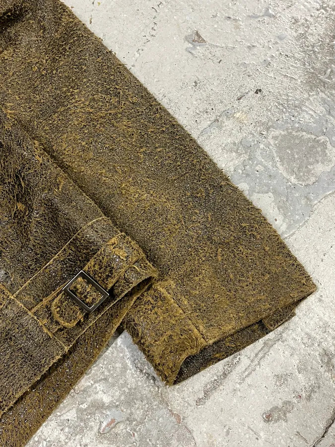 2000s Massimo Rebecchi Biker Raw Brown Leather Jacket AROkUDK 7