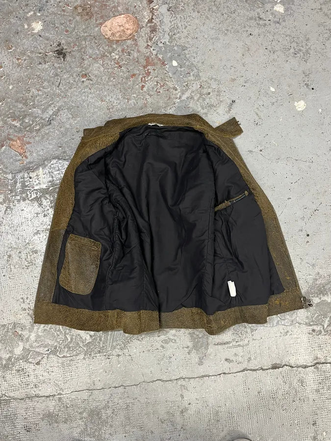 2000s Massimo Rebecchi Biker Raw Brown Leather Jacket AROkUDK 8